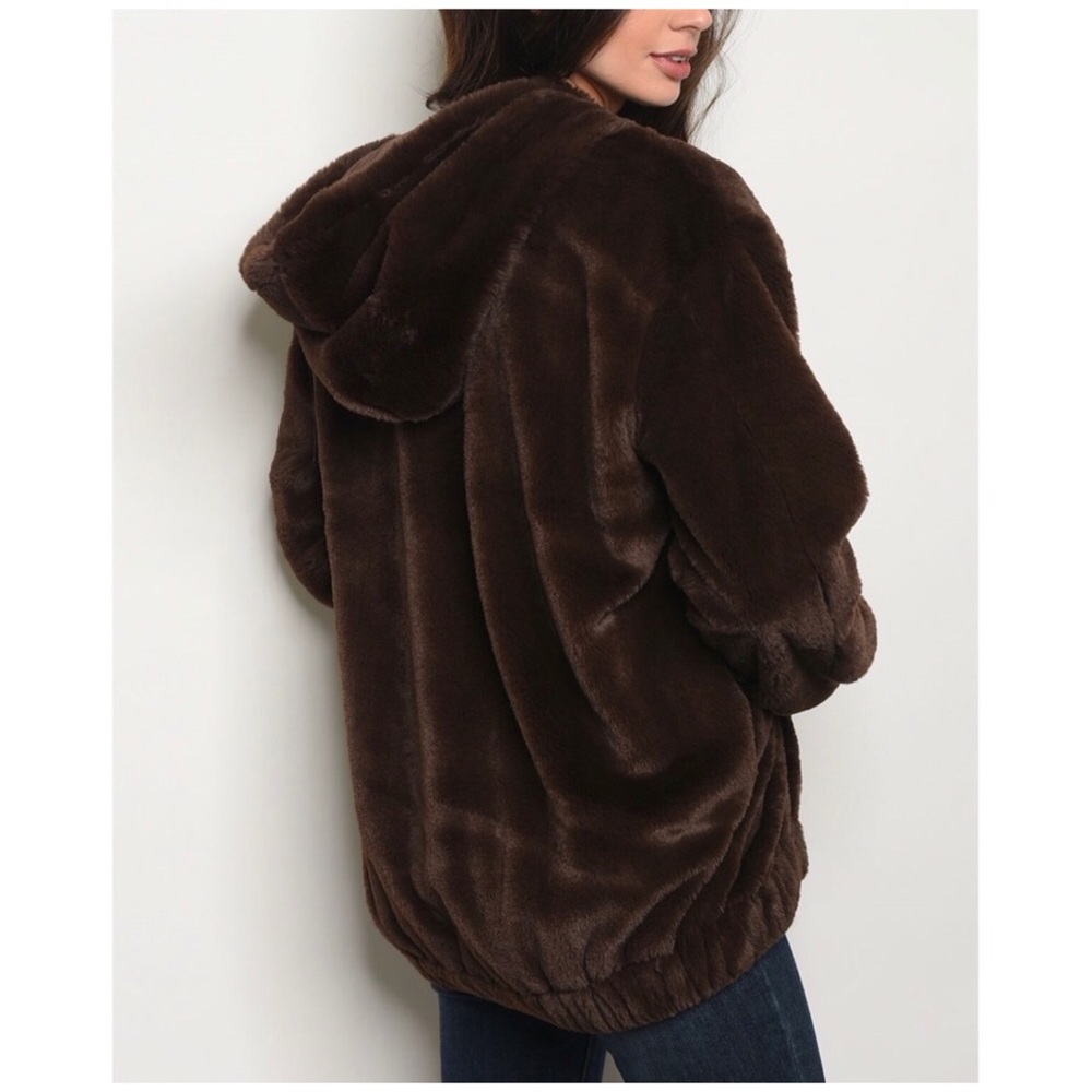 🧸LAST ONE🧸 Teddy Bear Hoodie Jacket Chocolate - Picture 3 of 4